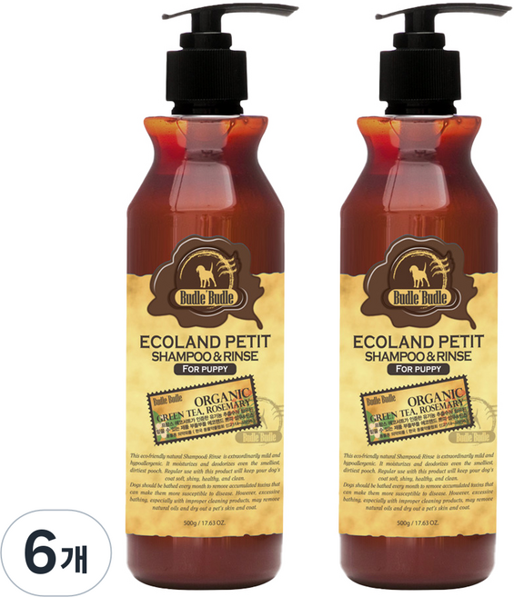 부들부들 에코랜드 쁘띠 반려견 샴푸앤린스, 6개, 500ml