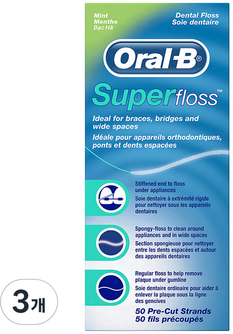 오랄비 슈퍼플로스 치실, 50개입, 3개