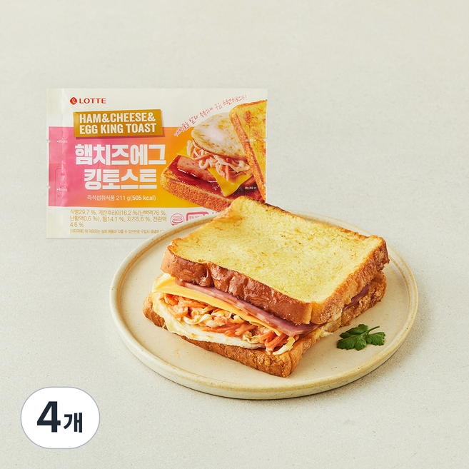 롯데 햄치즈에그 킹토스트, 211g, 4개