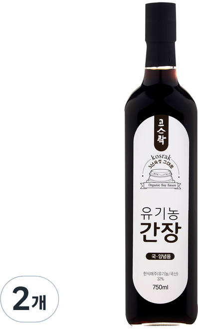 고스락 유기농 간장, 750ml, 2개