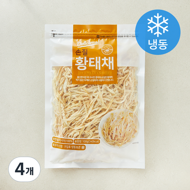 해맑은푸드 손질 황태채 (냉동), 100g, 4개