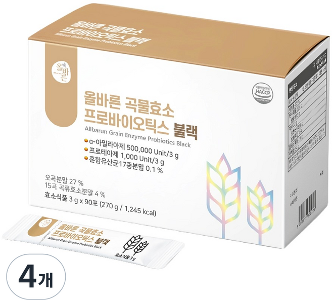 올바른건강식품 곡물효소 프로바이오틱스 블랙, 270g, 4개