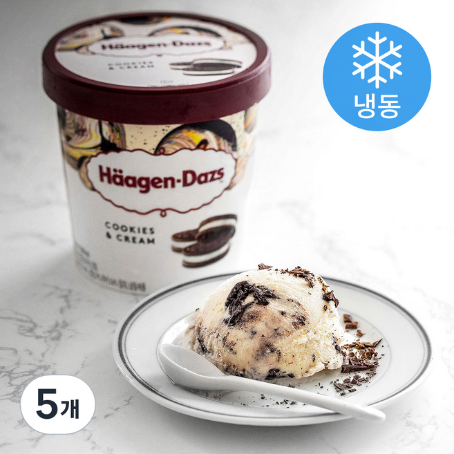 하겐다즈 파인트 쿠키 앤 크림 (냉동), 473ml, 1개입, 5개