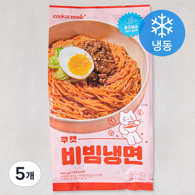 쿠캣 비빔냉면 2인분 (냉동), 480g, 5개