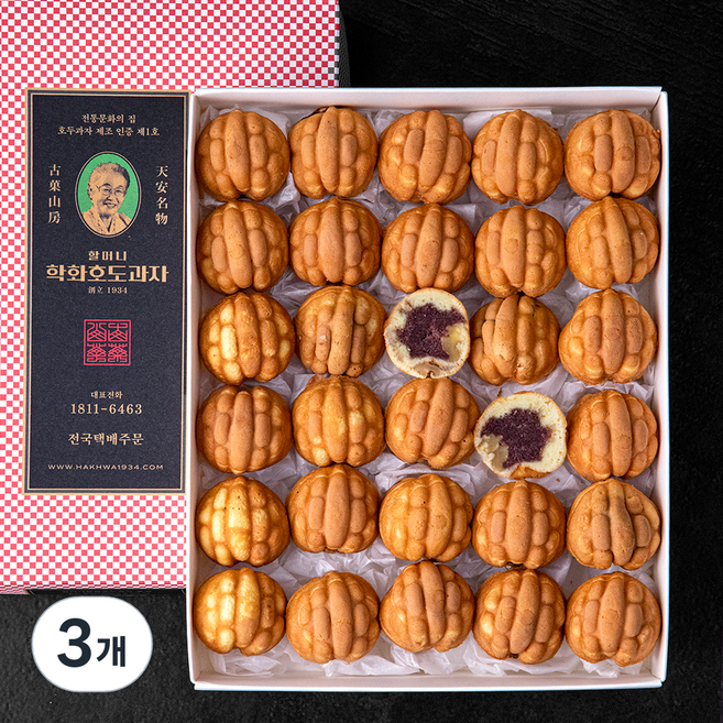 할머니학화호도과자 붉은앙금 + 쇼핑백, 20g, 30개입, 3개
