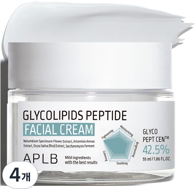 APLB 글라이코리피드 펩타이드 페이셜 크림, 4개, 55ml
