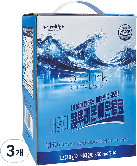 타이거마마 내몸에 블루레몬 이온음료, 90개, 38g