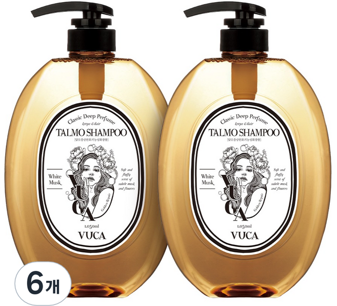뷰카 클래식 딥 퍼퓸 골드 리페어 탈모 샴푸 화이트머스크향, 1.05L, 6개