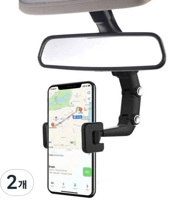 폰위드 차량용 룸미러 강력 고정 핸드폰 거치대, 블랙, 2개