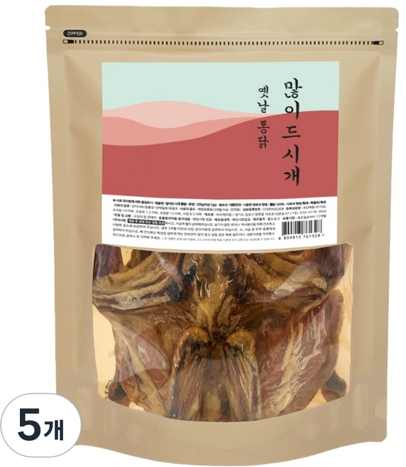 바이케이알 많이드시개 대용량 수제 간식, 옛날통닭, 250g, 5개