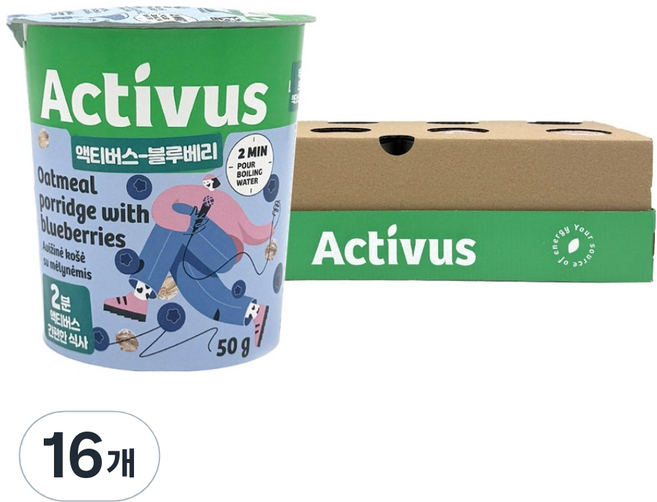 activus 藍莓杯裝燕麥片, 50g, 16個