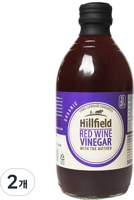 힐필드 유기농 레드와인 식초, 2개, 500ml