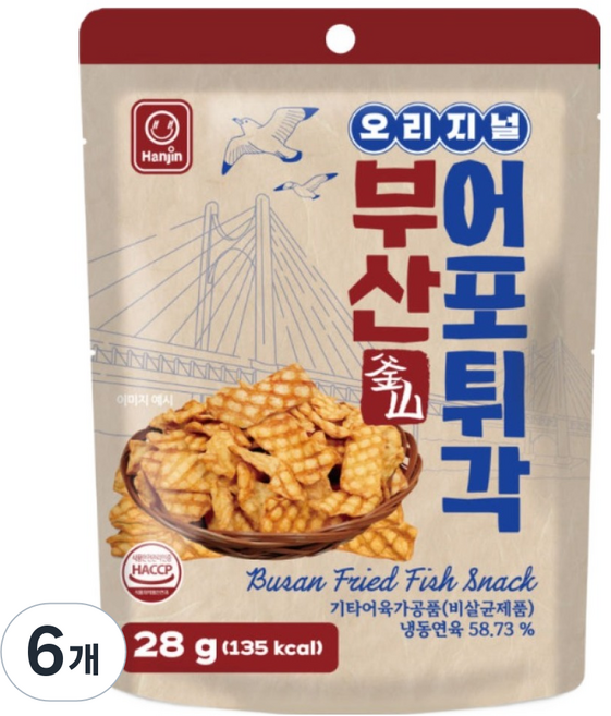 한진식품 오리지널 부산 어포튀각, 6개, 28g