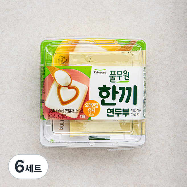 풀무원 한끼연두부 110g + 오리엔탈유자 소스 8g 세트, 118g, 6세트