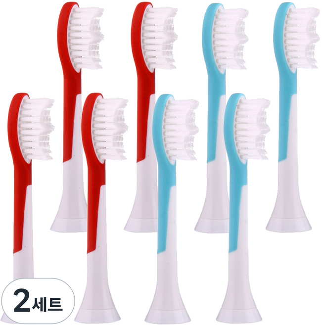 토비메모리 어린이 필립스 전동칫솔 호환모 키즈 2종 x 4p, 2세트