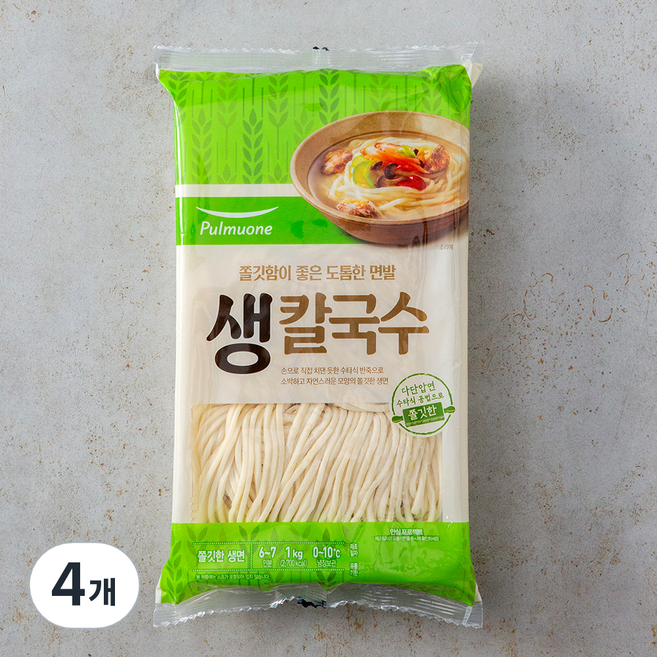 풀무원 쫄깃함이 좋은 도톰한 면발 생칼국수 6인분, 1kg, 4개
