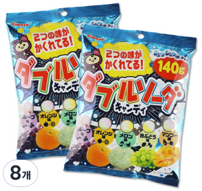 카바야 더블 소다향 캔디, 140g, 8개