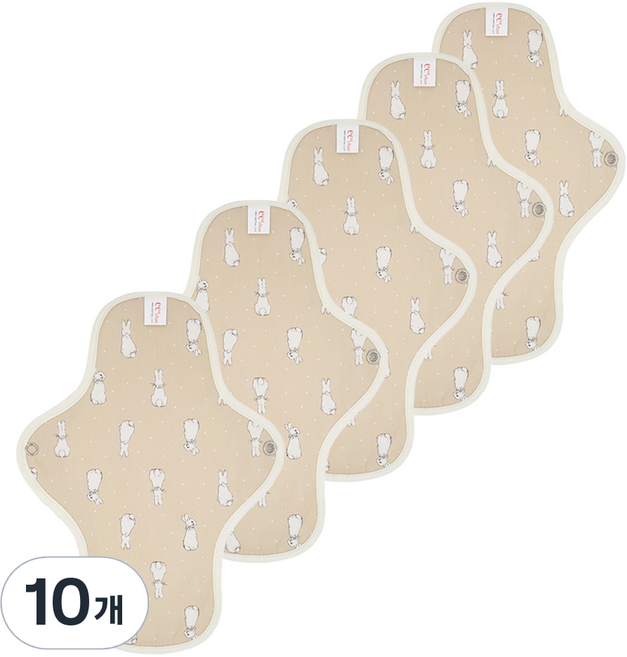 이채 플라워 일체형 면생리대 베이지, 10개, 1개입, 중형
