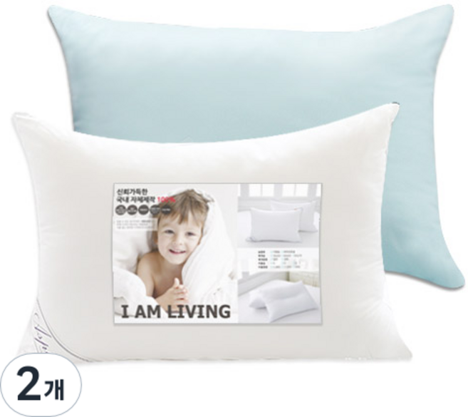 아임리빙 퓨어소프트터치 마이크로화이버 베개솜 + 베개커버 세트, 엘리스블루, 2개