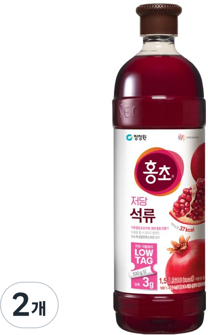 대상 석류 저당 기능성 홍초, 2개, 1.5L