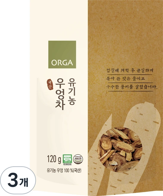 올가홀푸드 유기농 우엉차, 120g, 3개 - 쿠팡