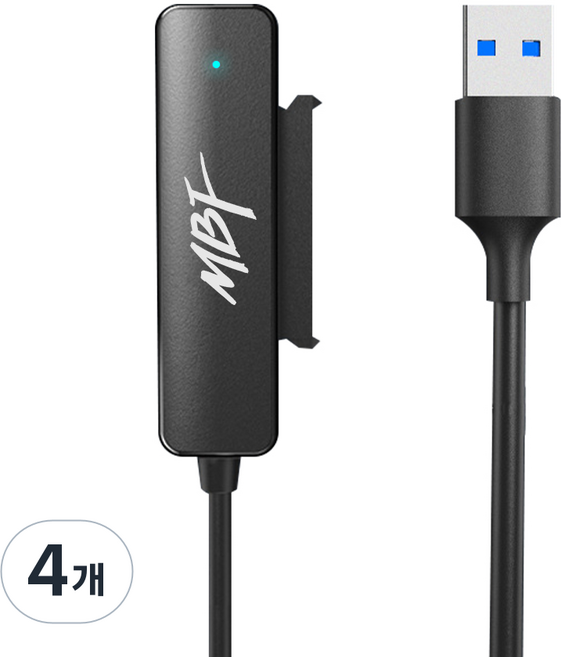 엠비에프 SATA to USB 컨버터 SSD 외장하드 연결 케이블 MBF-U3SATA-BK, 4개, 25cm