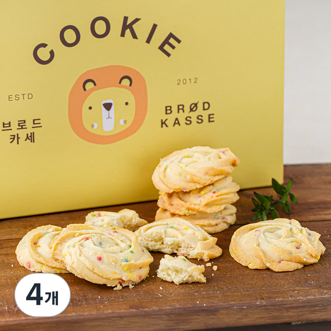 브로드카세 레인보우 스프링클 버터 쿠키, 180g, 1개입, 4개