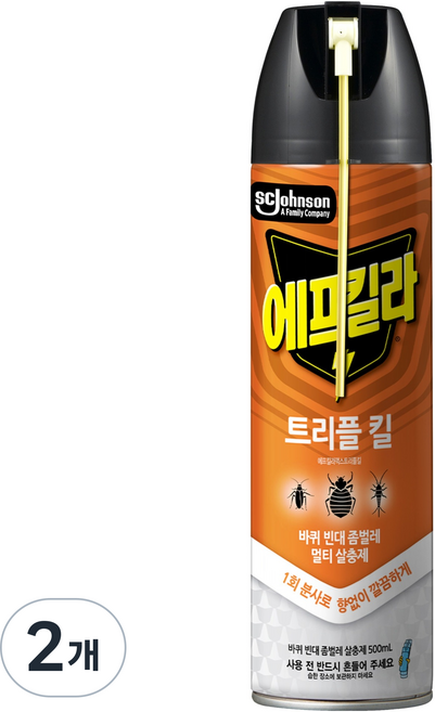에프킬라 바퀴 스프레이 맥스 트리플킬, 500ml, 2개
