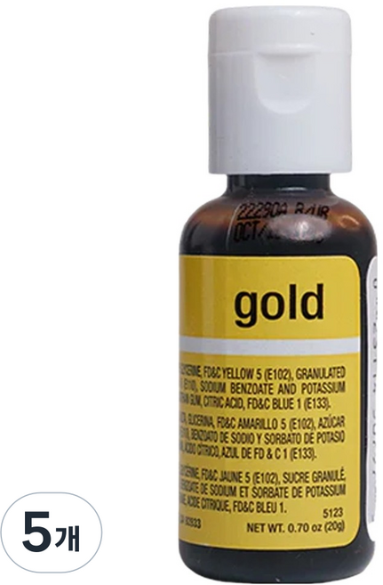 셰프마스터 리쿠아젤 식용색소 골드, 20g, 5개
