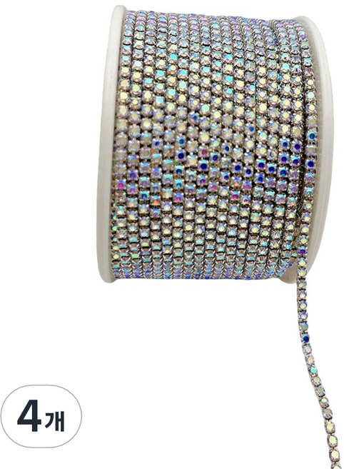코히모 악세사리 DIY 큐빅 구슬 체인 네일 스톤 2mm x 9m 5W0525, 4개, 홀로그램
