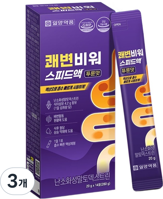 일양약품 쾌변비워 스피드액 푸룬맛 14p, 280g, 3개