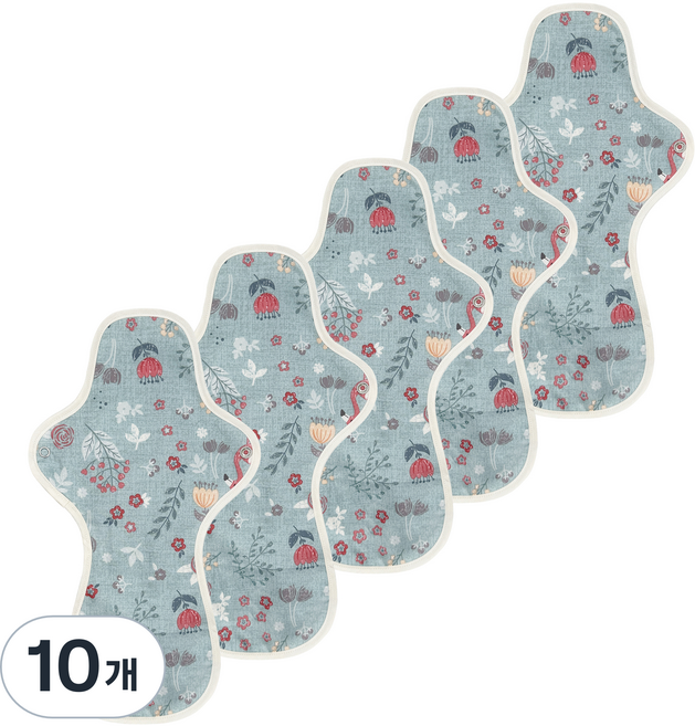 이채 플라워 일체형 면생리대 블루코이, 10개, 1개입, 오버나이트
