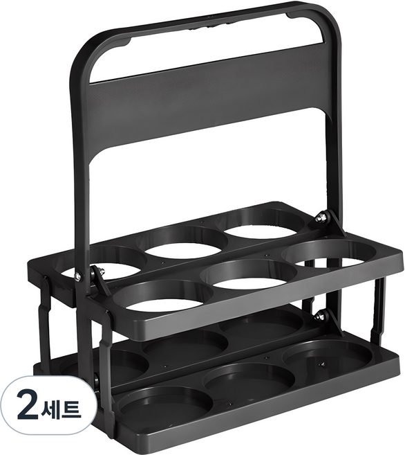 구디푸디 접이식 컵 음료수 트레이 6구 블랙, 1개입, 2개