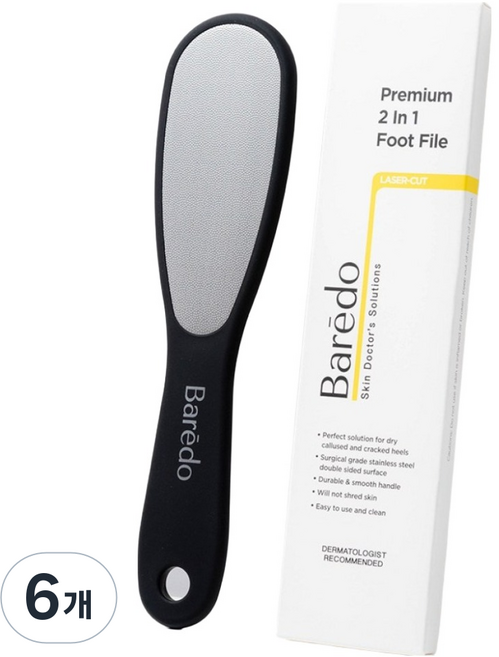 바레도 프리미엄 2in1 양면 스테인리스 풋파일, 1개입, 6개, 20g