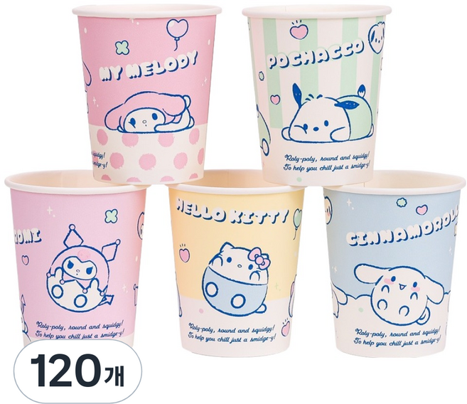 릴팡 산리오 캐릭터즈 일회용 종이컵 랜덤발송 283ml SC8899, 120개, 1개입