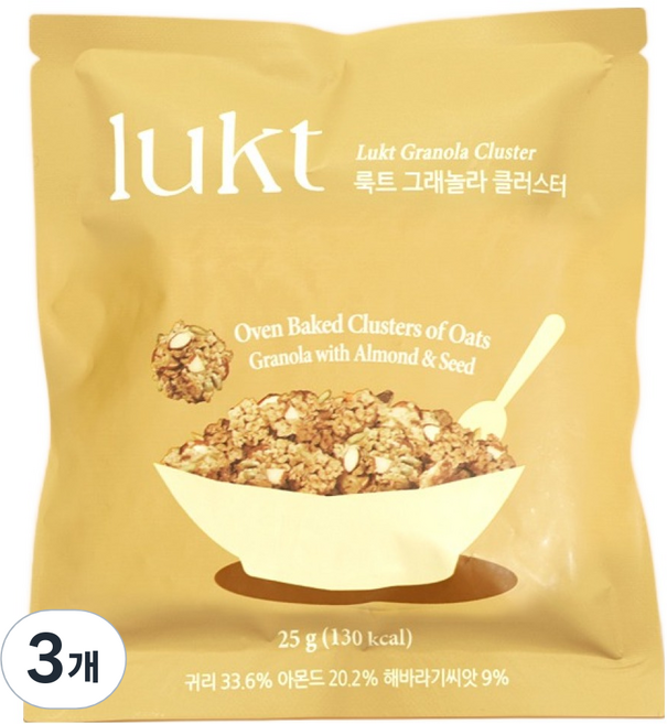 룩트 그래놀라 클러스터 시리얼, 25g, 3개