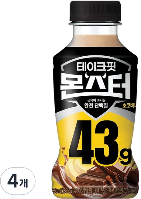 테이크핏 몬스터 초코바나나 근육이 마시는 완전 단백질, 350ml, 4개 - 쿠팡