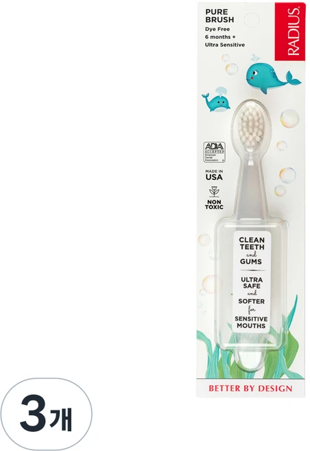 래디어스 퓨어 베이비 유아칫솔, 1개입, 3개 - 쿠팡