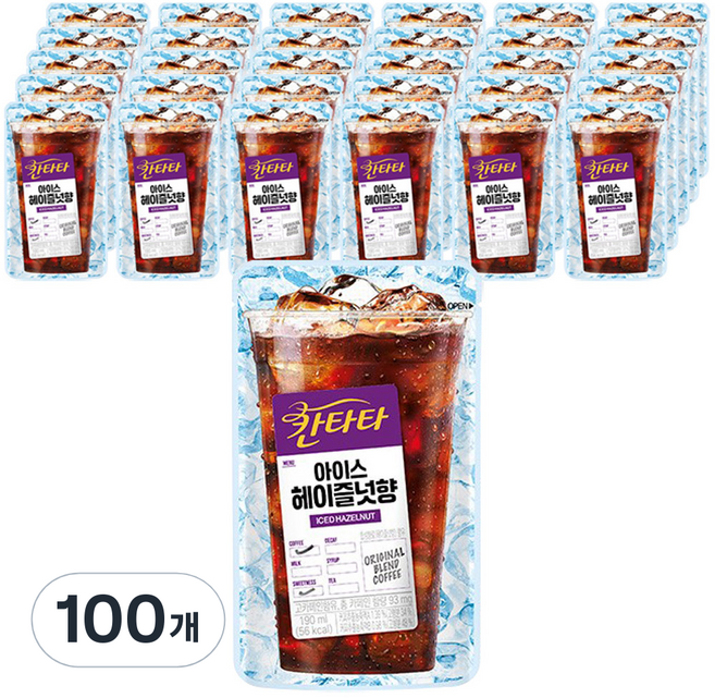 칸타타 아이스 헤이즐넛향 파우치 커피, 190ml, 100개