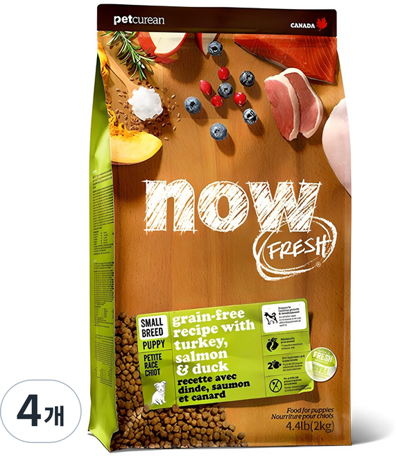 now 퍼피 그레인프리 스몰브리드 건식사료, 칠면조, 2kg, 4개