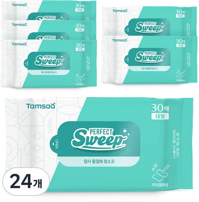 탐사 물걸레 청소포 대형 30매 리필, 24개