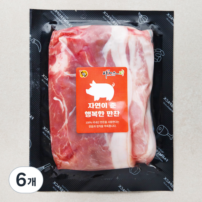 파머스팩 제주흑돼지 미박뒷다리 구이용 (냉장), 500g, 6개