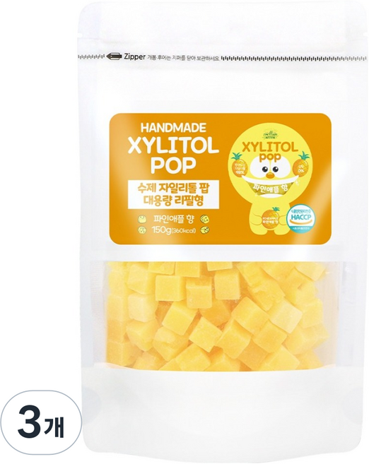 자일리톨팝 파우치 파인애플, 150g, 3개