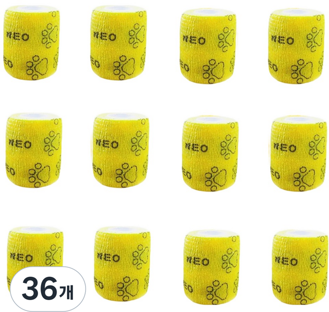 neozzang 강아지 자가점착 붕대신발 옐로우 5cm x 4.5m, 35g, 36개