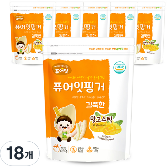 퓨어잇 핑거 길쭉한 망고스틱, 망고, 30g, 18개
