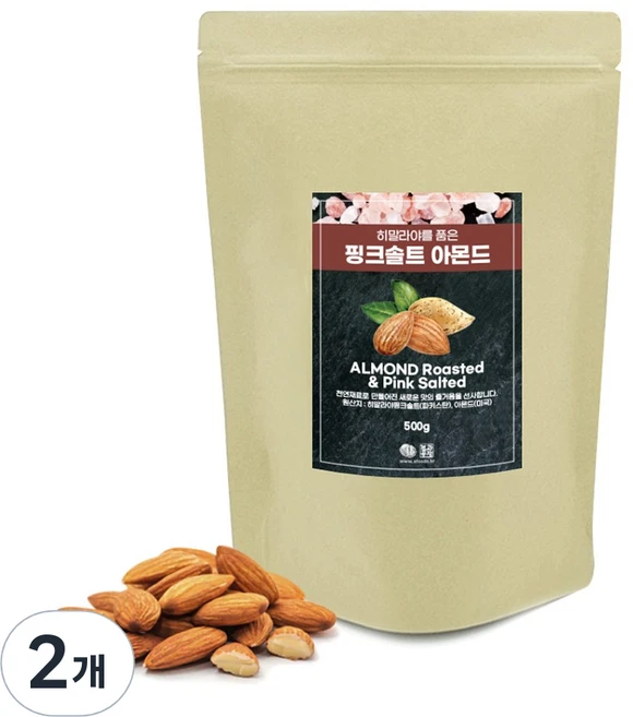 히말라야 핑크소금 구운아몬드, 500g, 2개 - 쿠팡