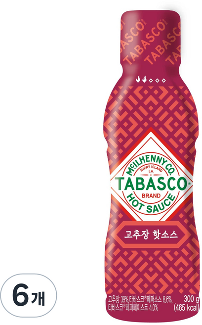 타바스코 고추장 핫소스, 6개, 300g
