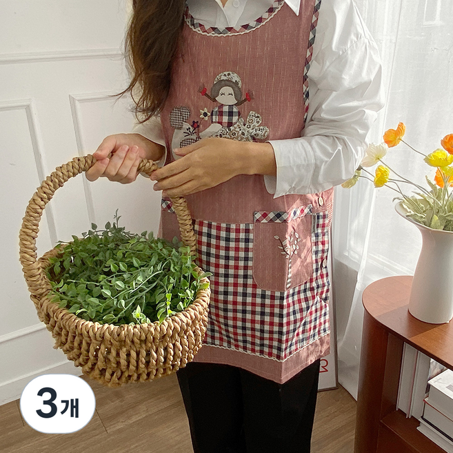 한스빌 하이디 앞치마, 브라운레드, 3개