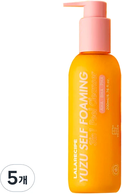 라라레서피 유자 셀프포밍 쓰리인원 필 클렌저, 5개, 200ml - 쿠팡