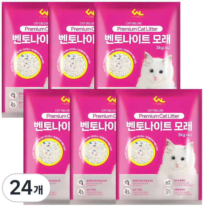 씨엔앨라이프 응고형 벤토나이트 고양이 모래, 4L, 24개, 오리지널